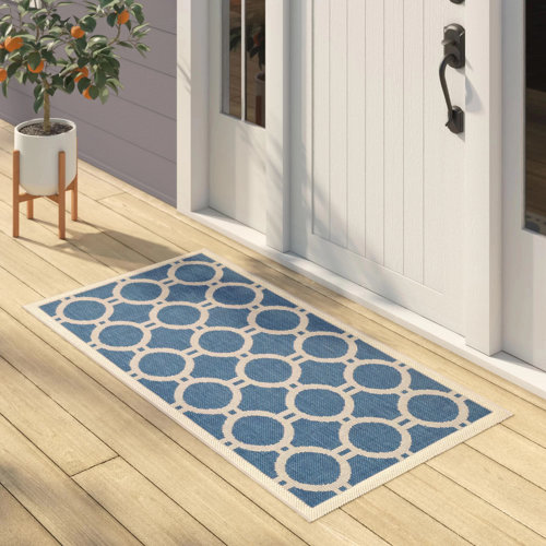 Safavieh Courtyard Blue; Beige Indoor/Outdoor Rug Wayfair